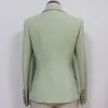 Abacate Green Mulheres Blazer Jaqueta Outono Duplo Breasted Breasted Button Rosa Formal Terno Feminino Alta Qualidade 210930