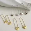 Hoop & Huggie 2021 Fashion Metal Square Heart Shaped Safety Pin Earrings Minimalist Statement Hoops For Women Simple Jewelry