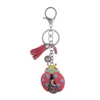 High Quality Drip Alloy Keychain Chaveiro Drop oil Glaze little cute red pink ladybug KeyChain women stainless Key Ring