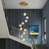 Stair Pendant Lamp Modern Minimalist Living Room Nordic Copper Light Luxury Villa Duplex Spiral Staircase Long Pendants Lamps