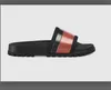 2021 Designer Gummi Slide Sandal Blommor Brokad Herr Tofflor Kugghjul Bottnar Flip Flops Dam Randig Strand Causal Tofflor Med Box US5-11