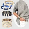 Flatfoosie Gold Silver Color Alloy Bracelets Women Stretch Enamel Tile Stackable Adjustable Cuff Bracelet Bangles Men Jewelry Q0717533355