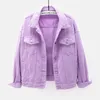 Women's Jackets Plus Size Denim Jacket Women Spring Summer Short Coat Pink Jean Casual Tops Yellow Loose Outerwear 2022