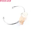 WOJIAER Natural Stone Bangle Wire Wrap Irregular Crystal Quartz Opening Cuff Bracelets for Women Girls Kids Jewelry BO938