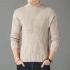 Novos Homens Sólidos Cor Casual Suéters Outono Inverno Algodão Quente Sweater Masculino Turtleneck Slim Fit Marca Malha Pullovers Top Coat