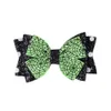 20pcs Hallowmas hair bowknot alligator clip grosgrain ribbon glitter leather bow side clips Halloween design wholesale
