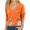Blusas de mujer camisas en V cuello estampado floral mujer blusa otoño invierno manga larga jersey flojo top