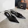 2021 spring package toe pointed high-heeled sandals, colorful, triangle badge decoration, fashion classic, sheepskin production lining, patent leather style