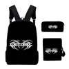 Mochila Ghostemane Merch Cosplay Conjunto 3 Peças Meninos Meninas Mochila Escolar Bolsa Transversal Estojo Lápis Crianças Laptop Mochila