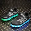 Jawaajkids USB Ładowanie świecące Dzieci LED Trampki Dzieci Moda Luminous Buty Chłopcy Dziewczyny Składane Sport Running Light Up Buty 210303