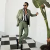 Mint Groen 2 Stuks Mens Suit Fit Fit Single Breasted Wedding Tuxedos Hoge kwaliteit Aangepaste banket Blazer and Pants