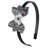 Girl Rainbow Unicorn Headband Accessories Sequin Fruit Bowknot Hair Sticks Cartoon Shining Bow Kids