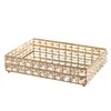 Make up Tray Crystal Cosmetic Organizer Tray for Wedding Home Vanity Decorating Fruit Cake Candle Candy Jewelry Tray 210309