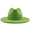 Wide Brim Hats Arrival Outer Green Inner Pink Wool Felt Jazz Fedora Men Women Panama Trilby Cap Whole5517970