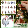 Christmas Scarf Chicken Holiday Decoration, xmas Outdoor Decorations Wood Tree Ornament