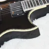 6 Strings Czarna gitara elektryczna z podmokiem z drzewa różanego, przetworniki EMG, wiązanie abalone