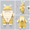 Sıcak Bebek Romper Kış Yenidoğan Bebek Giysileri Kapşonlu Kız Giysileri Erkekler İçin Tulum Bebek UNISEX SNOWSUIT TURUMLARI 0 Ay 210312