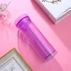 Acrylic Tumbler 16oz Tumbler Straight Tumblers Travel Mug Double Wall Clear Plastic Tumblers with Lid and Straw 376 S2