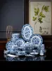 Wholesale Dinnerware Sets 80 Pieces Porcelain Imitation Yuan Dynasty Blue and White Ceramic Tableware Set For Collecttion