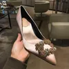 Jurk Schoenen Strass Puntige Hoge Hakken Stiletto Bruiloft Bruidsmeisje Bruids Satijn Wit Luxe Pumps