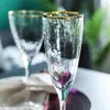 Multicolor gehamerde wijnglazen Champagne Flute Gold Rim Goblet Cordial Glass Stemed Barware voor restaurant Wedding Party