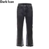 Ontgrendel Hemline Patchwork Jeans Heren High Street Flare Pants Denim Broek 210603