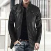 men's mid-length leather jacket with stand-up collar plus velvet large size men's belt warm and windproof PU jacket 211111