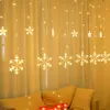 LED Fairy Lights Garland Curtain Lamp Star Snowflake String Lights Nyår juldekorationer för hemmet sovrum fönster 201006