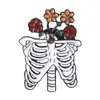 Death Love Enamel Pin Skeleton Rib cage Rose Flower badge brooch Lapel pin Shirt bag Collar Halloween Jewelry Gift for Friends
