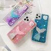 Glitzer Sommer Seastar Muschel Blau Rosa Lavendel Liquid Quicksand Meerjungfrau Handyhülle für iPhone 11 Pro 6 6S 7 8 Plus XS Max XR XS