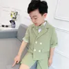 Boys Summer Blazer+Shorts 2Pcs Clothing Set School Kids Uniforms Gentleman Party Suit Children Performance Graduation Dress X0802