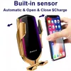 R1 Smart Automatic Clamping Car Draadloze oplader 10W-opladers voor iPhone 13 12 11 PRO MAX X XS 8 Plus Galaxy S20 S10 S9 S8 Note Snel Opladen Air Vent Mount Telefoonhouder