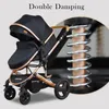 Poussettes # Sea High Landscape Baby Poussette 3 en 1 Poussette Pliante Born Pram Two-way -absorbant Child Cart Send Bag