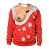 Suéteres masculinos Feio Suéter de Natal Homens Mulheres Rena Tripulação Pescoço Xmas Jumpers 3D Engraçado Impresso Outono Inverno Moletom