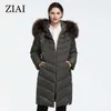 Ziai Womens Winter Down Jacket Plus Size Coats Lång Loose Fur Collar Kvinna Parkas Fashion Factory Kvalitet I lager FR-2160 211008