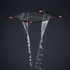 Black Shower Head Luxury Hotel Big Rain Waterfall 3 Funktioner Howerhead Electricity LED -ljus 600 x 800 mm 304 Rostfritt stål