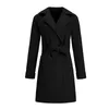 Women Trench Coats Long Sleeve Classic Lapel Neck Overcoat Solid Color Slim Outerwear Casual Coat