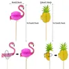 Andra festliga parti supplies 20 / 40pcs flamingo ananas tårta toppar cupcake flaggor hawaiian bröllop födelsedag dekoration barn favor