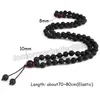 Bracciale da uomo con fili di perline fatti a mano da 8mm Collana classica in pietra lavica nera naturale per donna Yoga Buddha Charm Mala braccialetto gioielli regalo