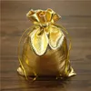 100 sztuk / partia 11 * 16 cm Srebrny Złoty Sznurek Organza Pokrowiec Torba / Biżuteria Bagchristmas / Wedding Gift Bag