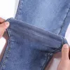 Hög midja sammet tjocka jeans kvinnliga vinter skinny stretch kvinna varm kvinnapants mamma blå denim byxor plus storlek 211129