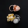 Ring für Damen, modisch, 14 Karat vergoldet, Ringe für Damen, Roségold, Silber, Bling, Zirkonia, Blume, verstellbarer Damenring, Hip-Hop-Schmuck