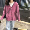 Kvinnors Knits Tees 2021 Vår Koreanska Style Loose Top Ytter Wear Internet Celebrity Lila Strikkad Cardigan Sweater Jum