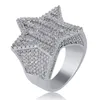 Anneaux de mariage Aitii Iced Out Super Star for Men Women Women Micro Paveed Gold Silver Color Finis