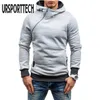 Casual Solid Mens Hoodies Diagonal Zipper Långärmad Hoodie Sweatshirt Män Pullover Hoody Man Hooded Sweat Homme Streetwear 210528