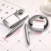 Ballpoint Pens Desktop Metal Signature Pen Kit With Stand 100 Sheets Note Papers Refillable Durable Office Business Supplies