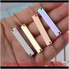 New Blank Bar Pendant Necklace Stainless Steel Necklace Gold Rose Gold Silver Blank Bar Charm Pendant Jewelry For Buyer Own Engraving 59Ais