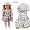 Robe une pièce pour poupée de 18 pouces, 9 styles, avec chapeau, vêtements en tissu pour poupée de 18 pouces, 5385242