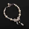 2021 Famous Brand Pearl Sweet Crystal Bow Silver Color Bracelet For Women Luxury Jewelry Top Quality Runway Designer Trends