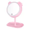 Compact Mirrors Pink Cat Makeup Mirror With Led Standing Touch Screen Vanity Adjustable Light Desk Cosmetic